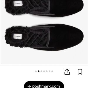 Birdies Phoebe Velvet Mule Black Faux Fur Women